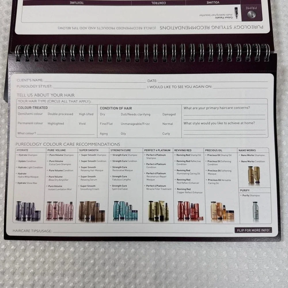 2 Pureology Client Prescription Pads